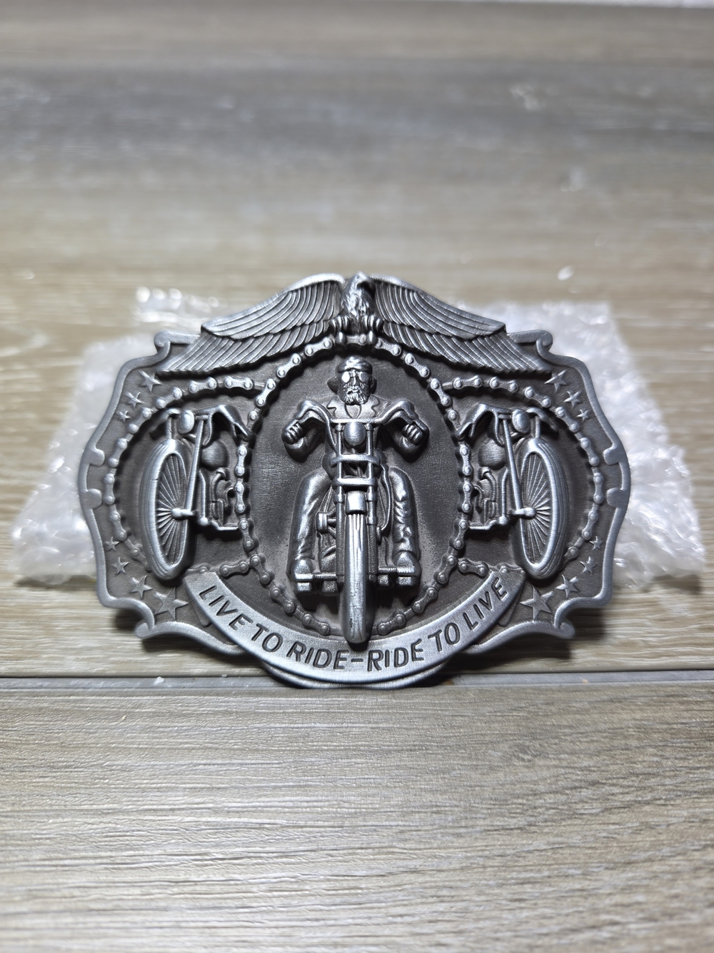 Live to Ride Ride to Live Motorcycle Eagle Metal Belt Buckle
